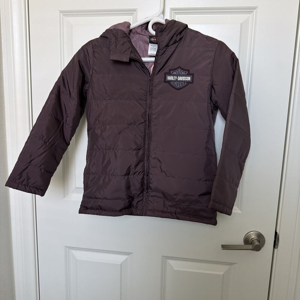 Harley-Davidson Girls' Bar & Shield Logo Channel Quilted Jacket Purple Size 7/8